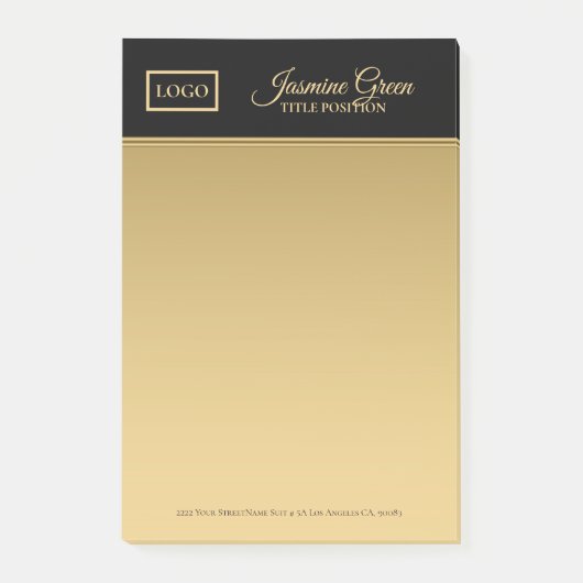 Stijlvol zwart en goud post-it® notes (Voorkant)