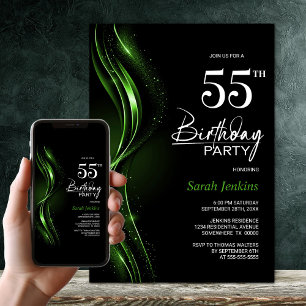 Stijlvol zwart en groen 55ste verjaardagsfeest kaart