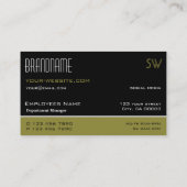 Stijlvol zwart en mosterd eenvoudig met monogram visitekaartje (Achterkant)