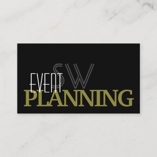 Stijlvol zwart en mosterd eenvoudig met monogram visitekaartje (Voorkant)