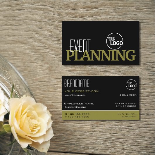 Stijlvol Zwart en Olijfgroen Modern met Logo Visitekaartje