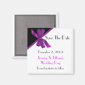 Stijlvol zwart en Paarse Save the Date Magnet (Voorkant / Achterkant)