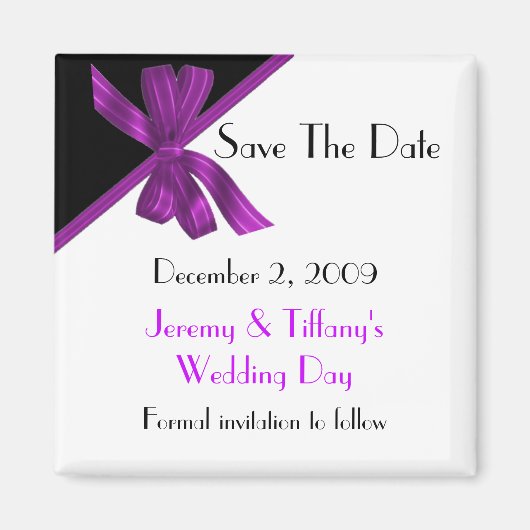 Stijlvol zwart en Paarse Save the Date Magnet (Voorkant)