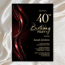 Stijlvol zwart en rood 40e verjaardagsfeest