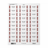 Stijlvol zwart en rood Argyle geruite patroon Etiket (Full Sheet)