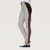 Stijlvol zwart en rood gestreept op Light Silver G Leggings (Links)