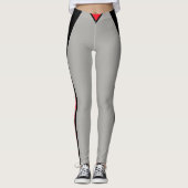 Stijlvol zwart en rood gestreept op Light Silver G Leggings (Voorkant)
