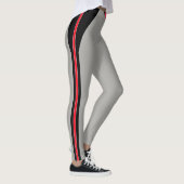 Stijlvol zwart en rood gestreept op Light Silver G Leggings (Rechts)