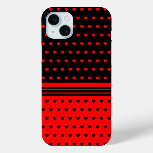 Stijlvol zwart en rood hartenpatroon Case-Mate iPhone case (Achterkant)