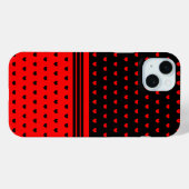Stijlvol zwart en rood hartenpatroon Case-Mate iPhone case (Achterkant (horizontaal))