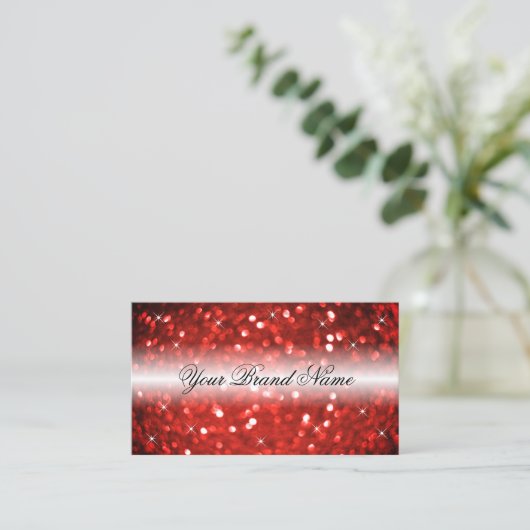 Stijlvol zwart en rood met glitter Professional Visitekaartje (Staand voorkant)