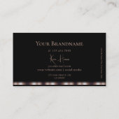 Stijlvol zwart en Roos goud met monogram Visitekaartje (Achterkant)