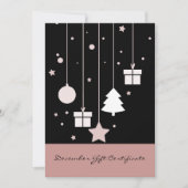Stijlvol zwart en roze december cadeaubon (Voorkant)