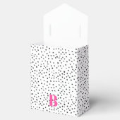Stijlvol zwart en roze polka dot roze monogram bedankdoosjes (Geopend)