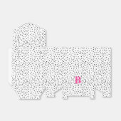 Stijlvol zwart en roze polka dot roze monogram bedankdoosjes (Uitgevouwen)