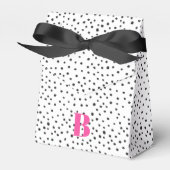 Stijlvol zwart en roze polka dot roze monogram bedankdoosjes (Voorkant Zijde)