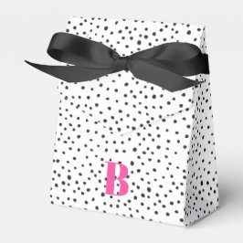 Stijlvol zwart en roze polka dot roze monogram bedankdoosjes