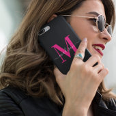 Stijlvol zwart en vet Hot Pink Monogram Initiaal Case-Mate iPhone Case