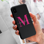 Stijlvol zwart en vet Hot Pink Monogram Initiaal Case-Mate iPhone Case