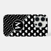Stijlvol zwart en wit aangepast monogram iPhone hoesje (Achterkant horizontaal)