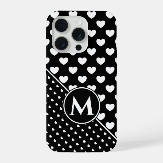 Stijlvol zwart en wit aangepast monogram iPhone hoesje (Achterkant)