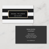 Stijlvol zwart en wit gestreept visitekaartje (Voorkant / Achterkant)