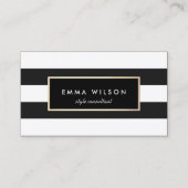Stijlvol zwart en wit gestreept visitekaartje (Voorkant)
