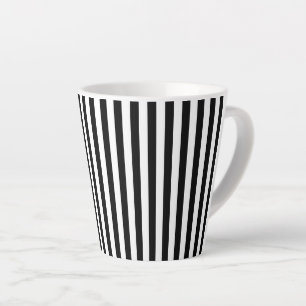 Stijlvol zwart en wit gestript latte mok