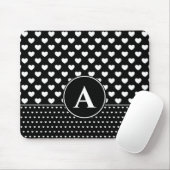 Stijlvol zwart en wit harten aangepast monogram muismat (Met muis)