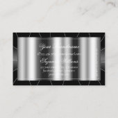 Stijlvol zwart en wit met diamanten en monogram visitekaartje (Achterkant)