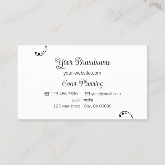 Stijlvol zwart en wit  met foto portret visitekaartje (Achterkant)