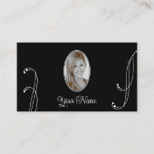Stijlvol zwart en wit  met foto portret visitekaartje (Voorkant)