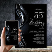 Stijlvol Zwart en Zilver 55ste Verjaardagsfeest Kaart