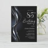 Stijlvol Zwart en Zilver 85ste Verjaardagsfeest Kaart (Staand voorkant)