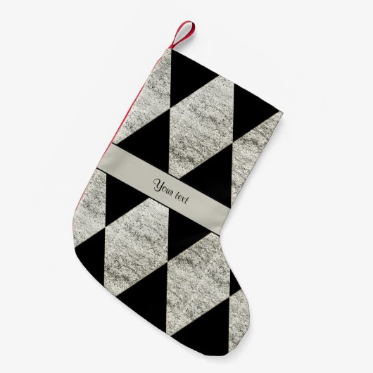 Stijlvol zwart en zilver glitter Diamonds Kleine Kerstsok (Voorkant (Hangend))