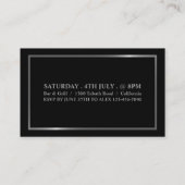 Stijlvol zwart en zilver, toegangsbewijs visitekaartje (Achterkant)