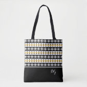 Stijlvol zwart geel en wit geometrisch patroon tote bag (Voorkant)