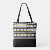 Stijlvol zwart geel en wit geometrisch patroon tote bag (Achterkant)