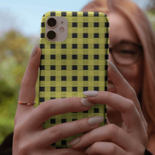 Stijlvol zwart & geel schaakbord patroon Case-Mate iPhone case