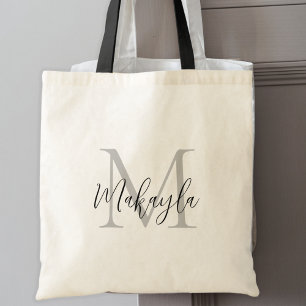 Stijlvol zwart gepersonaliseerd monogram tote bag