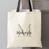 Stijlvol zwart gepersonaliseerd monogram tote bag