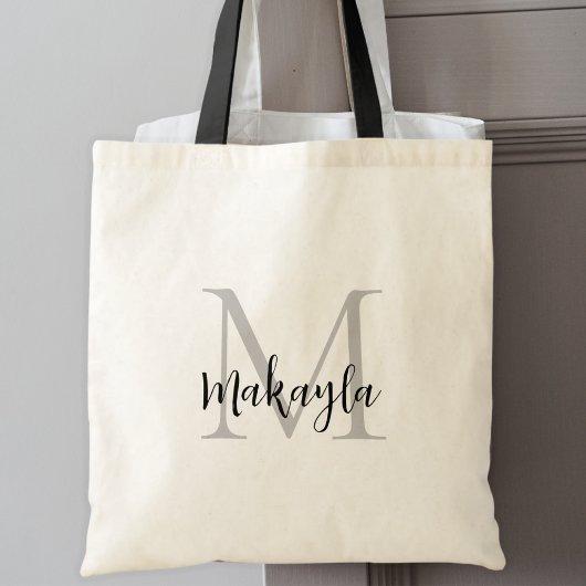 Stijlvol zwart gepersonaliseerd monogram tote bag