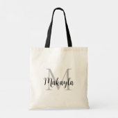 Stijlvol zwart gepersonaliseerd monogram tote bag (Achterkant)