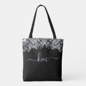 Stijlvol zwart glitter Script-Initiaal monogram Tote Bag (Achterkant)