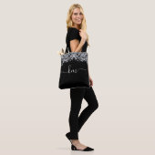 Stijlvol zwart glitter Script-Initiaal monogram Tote Bag (Op model)