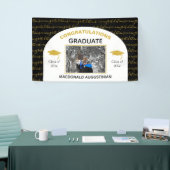 Stijlvol zwart Gold Afstuderen Foto Spandoek (Beurs)