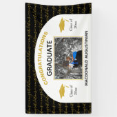 Stijlvol zwart Gold Afstuderen Foto Spandoek (Verticaal)