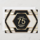 Stijlvol zwart goud 75e verjaardagsfeestje kaart (Achterkant)