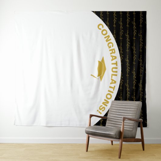 Stijlvol zwart goud Afstuderen Wandkleed (In Situ (horizontaal))