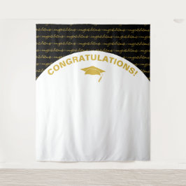 Stijlvol zwart goud Afstuderen Wandkleed